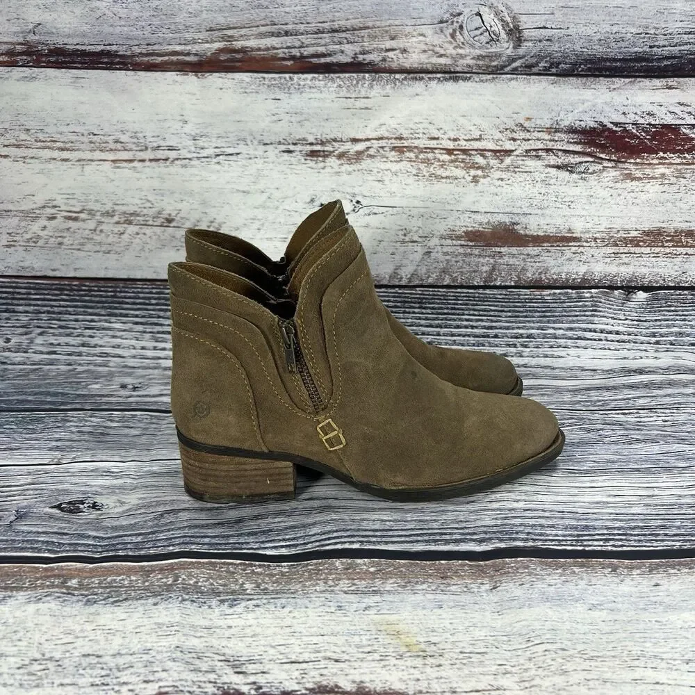 Born Malta II Brown Suede Ankle Boots Women’s Size 8.5
